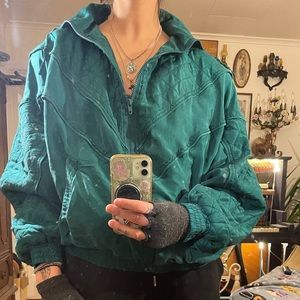 Emerald green ACTIVE zip- up vintage jacket